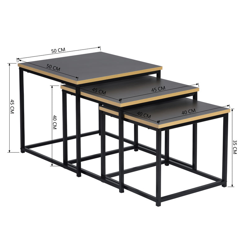 RICKY 3PC SET 50CM - Set of 3 modern and design nesting coffee tables