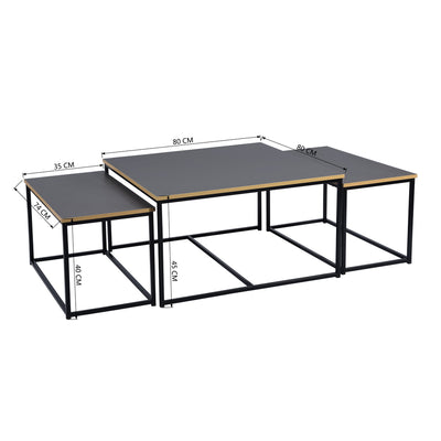 RICKY 80CM - Set of 3 modern and design nesting coffee tables