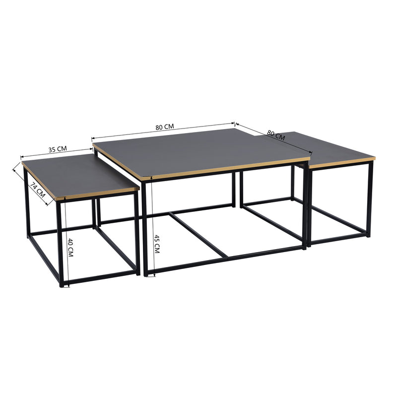 RICKY 80CM - Set of 3 modern and design nesting coffee tables