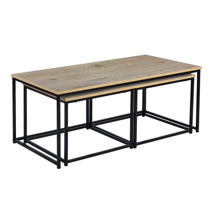 RICKY WOOD 110CM - Set of 3 modern and design nesting coffee tables