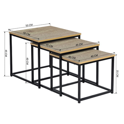 RICKY 3PCS SET WOOD 50CM - Set of 3 modern and design nesting coffee tables