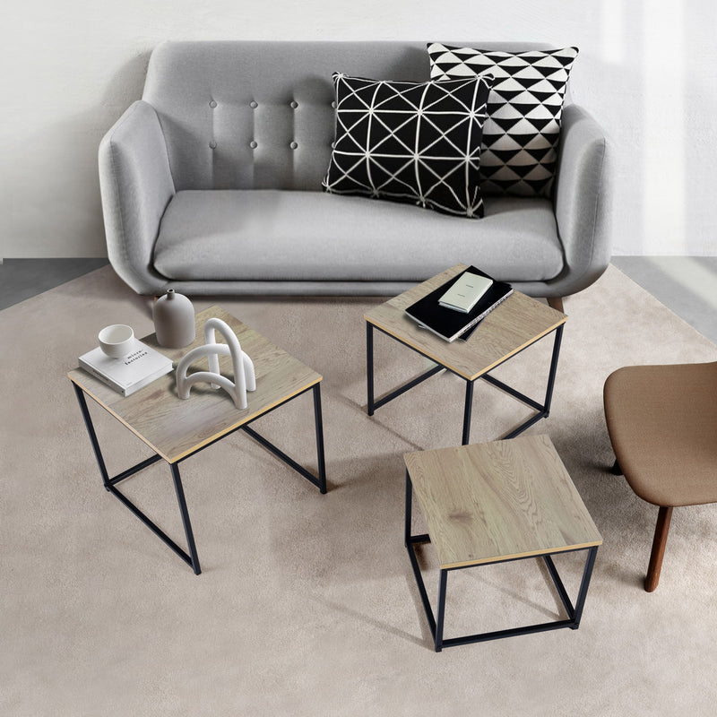 RICKY 3PCS SET WOOD 50CM - Set of 3 modern and design nesting coffee tables