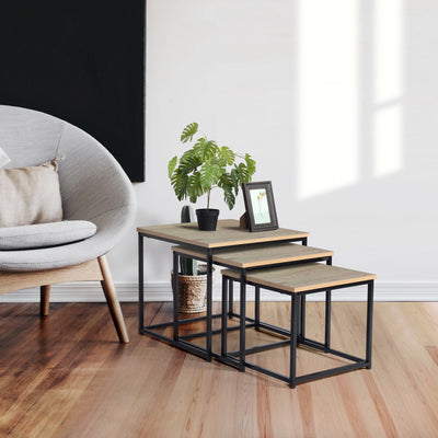 RICKY 3PCS SET WOOD 50CM - Set of 3 modern and design nesting coffee tables