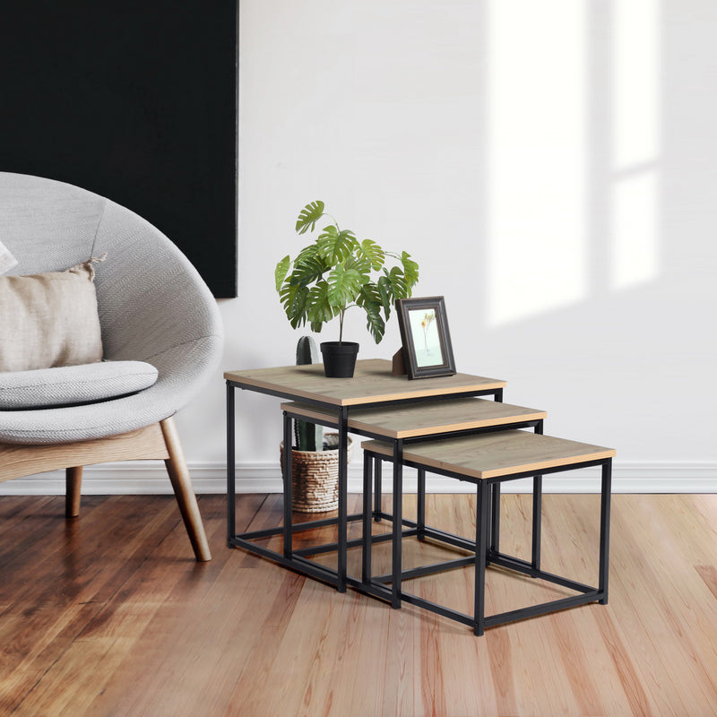 RICKY 3PCS SET WOOD 50CM - Set of 3 modern and design nesting coffee tables