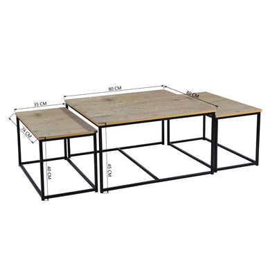 RICKY WOOD 80CM - Set of 3 modern and design nesting coffee tables