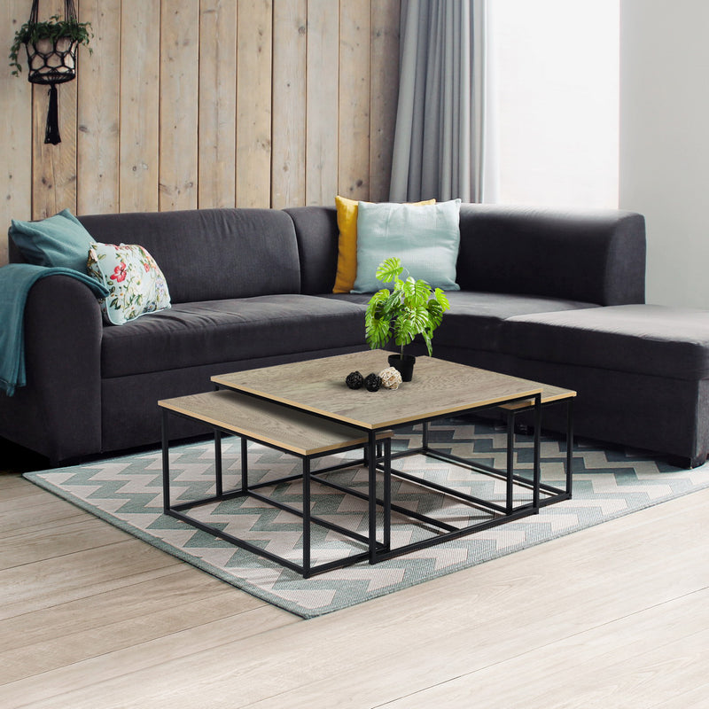 RICKY WOOD 80CM - Set of 3 modern and design nesting coffee tables