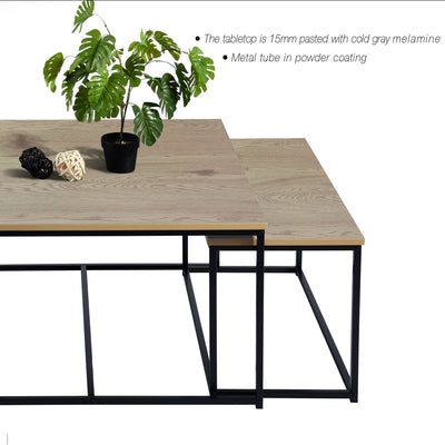 RICKY WOOD 80CM - Set of 3 modern and design nesting coffee tables