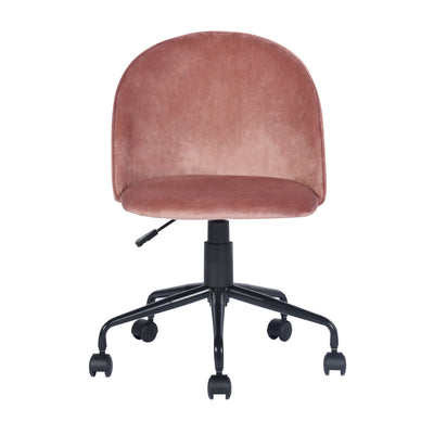 ROMBA PINK - Office chair with wheels in pink velvet and quilted details