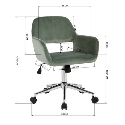 ROSS CHROME - Modern office chair in green velvet