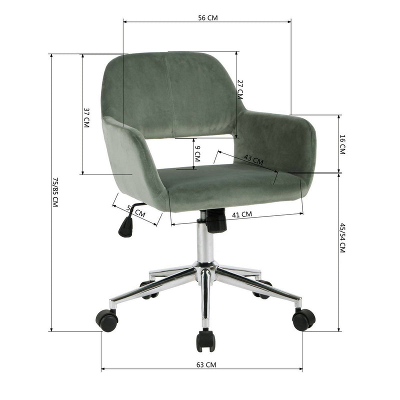 ROSS CHROME - Modern office chair in green velvet