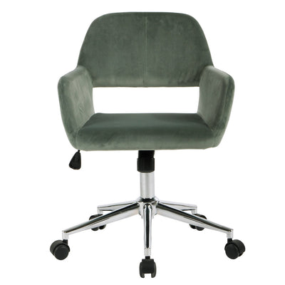 ROSS CHROME - Modern office chair in green velvet