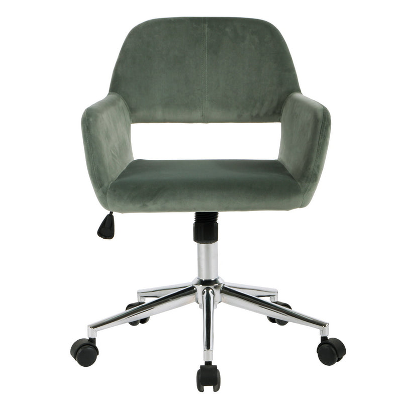 ROSS CHROME - Modern office chair in green velvet