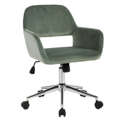 ROSS CHROME - Modern office chair in green velvet