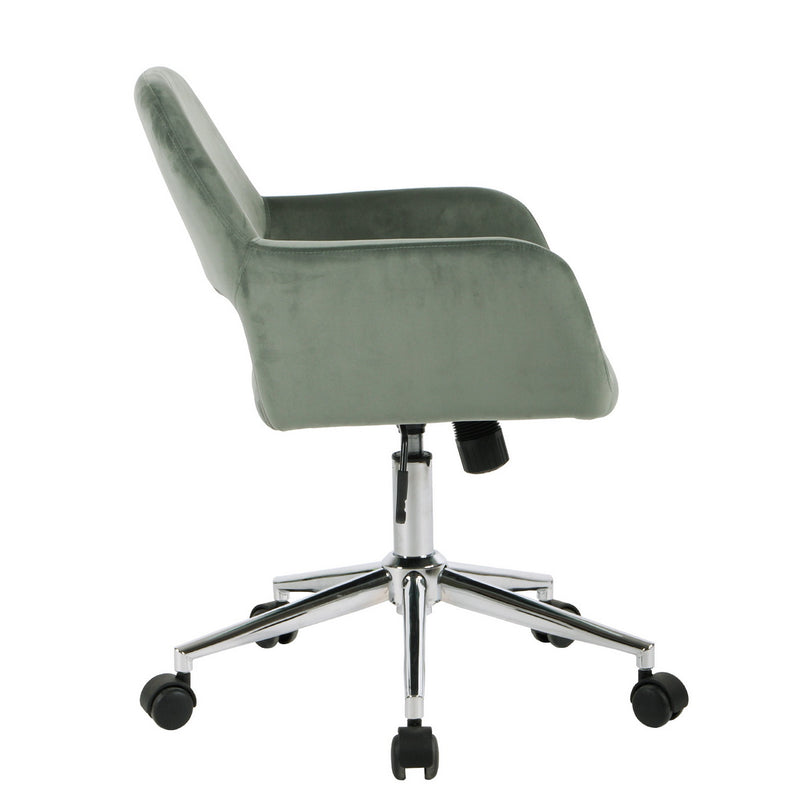ROSS CHROME - Modern office chair in green velvet