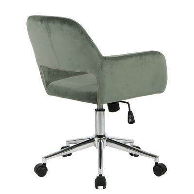 ROSS CHROME - Modern office chair in green velvet