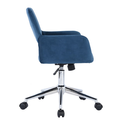 ROSS CHROME - Modern blue velvet office chair