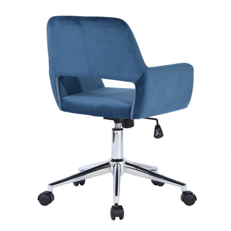 ROSS CHROME - Modern blue velvet office chair