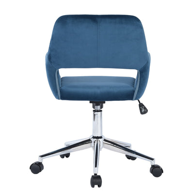 ROSS CHROME - Modern blue velvet office chair