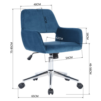 ROSS CHROME - Modern blue velvet office chair