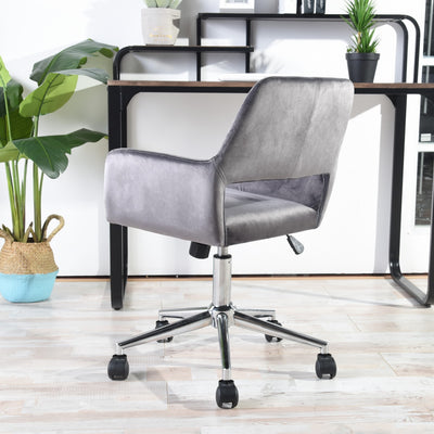 ROSS CHROME VELVET GREY - Modern office chair in gray velvet