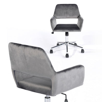 ROSS CHROME VELVET GREY - Modern office chair in gray velvet