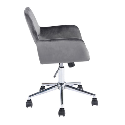 ROSS CHROME VELVET GREY - Modern office chair in gray velvet