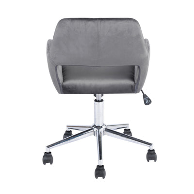 ROSS CHROME VELVET GREY - Modern office chair in gray velvet