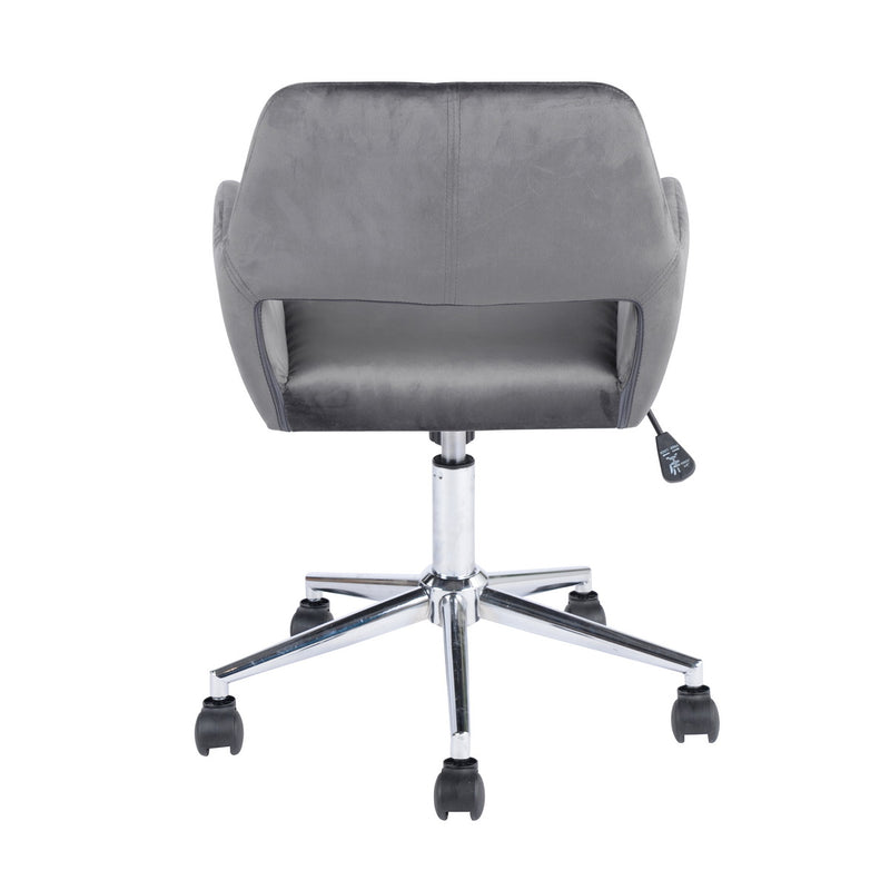 ROSS CHROME VELVET GREY - Modern office chair in gray velvet