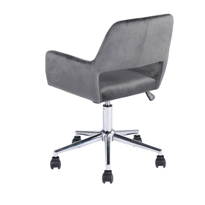 ROSS CHROME VELVET GREY - Modern office chair in gray velvet