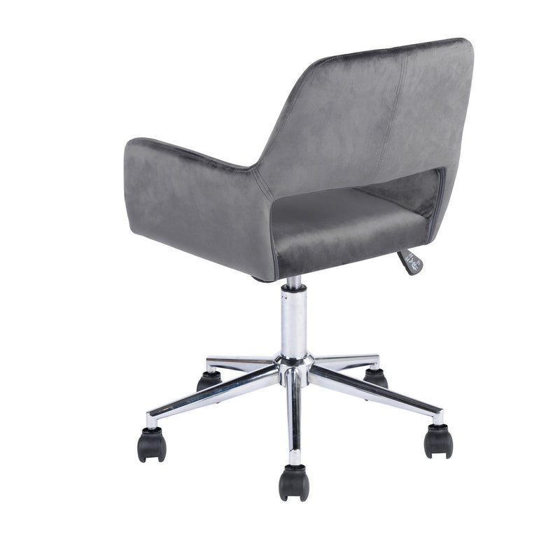 ROSS CHROME VELVET GREY - Modern office chair in gray velvet