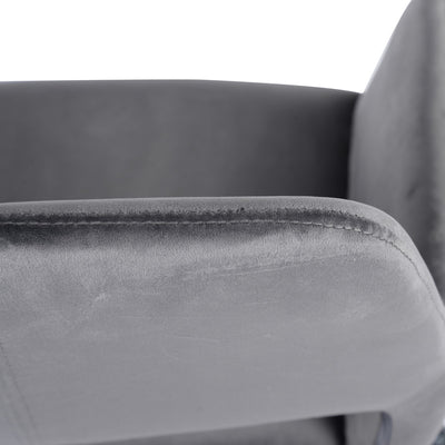 ROSS CHROME VELVET GREY - Modern office chair in gray velvet