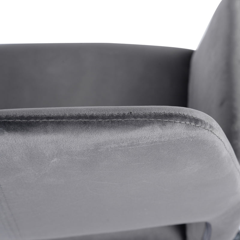 ROSS CHROME VELVET GREY - Modern office chair in gray velvet