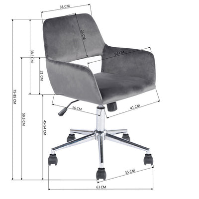 ROSS CHROME VELVET GREY - Modern office chair in gray velvet