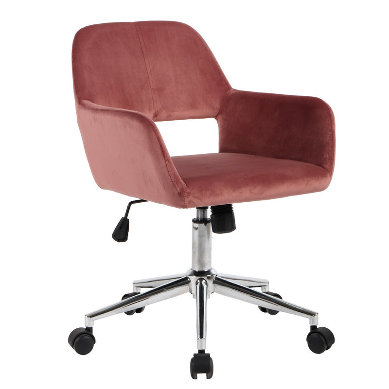 ROSS CHROME - Modern office chair in pink velvet