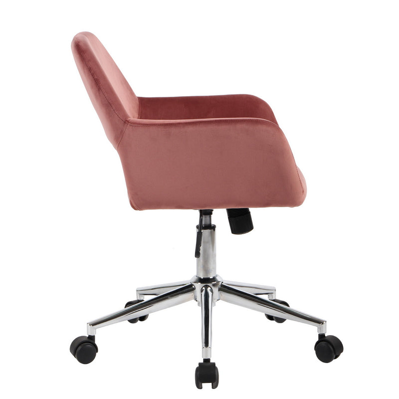 ROSS CHROME - Modern office chair in pink velvet