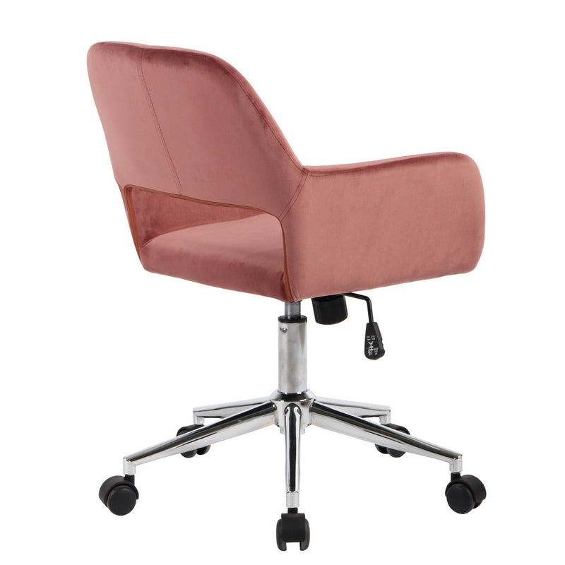ROSS CHROME - Modern office chair in pink velvet