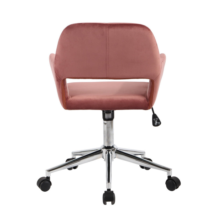 ROSS CHROME - Modern office chair in pink velvet