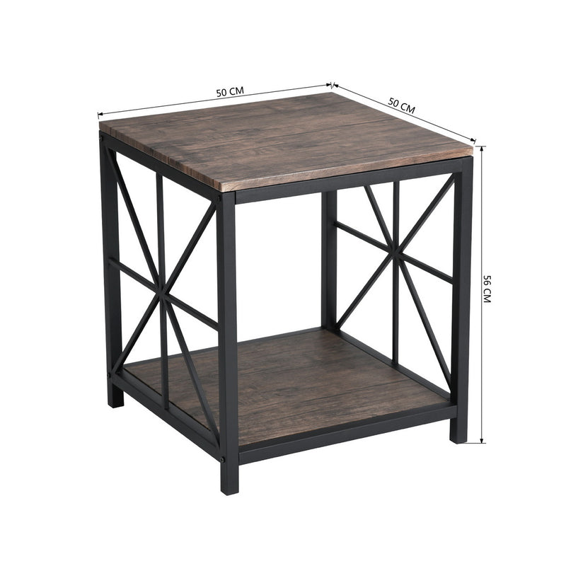 SHAPE - Side table in metal and wood industrial style