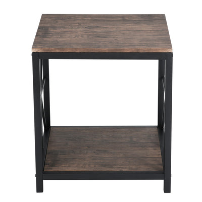 SHAPE - Side table in metal and wood industrial style