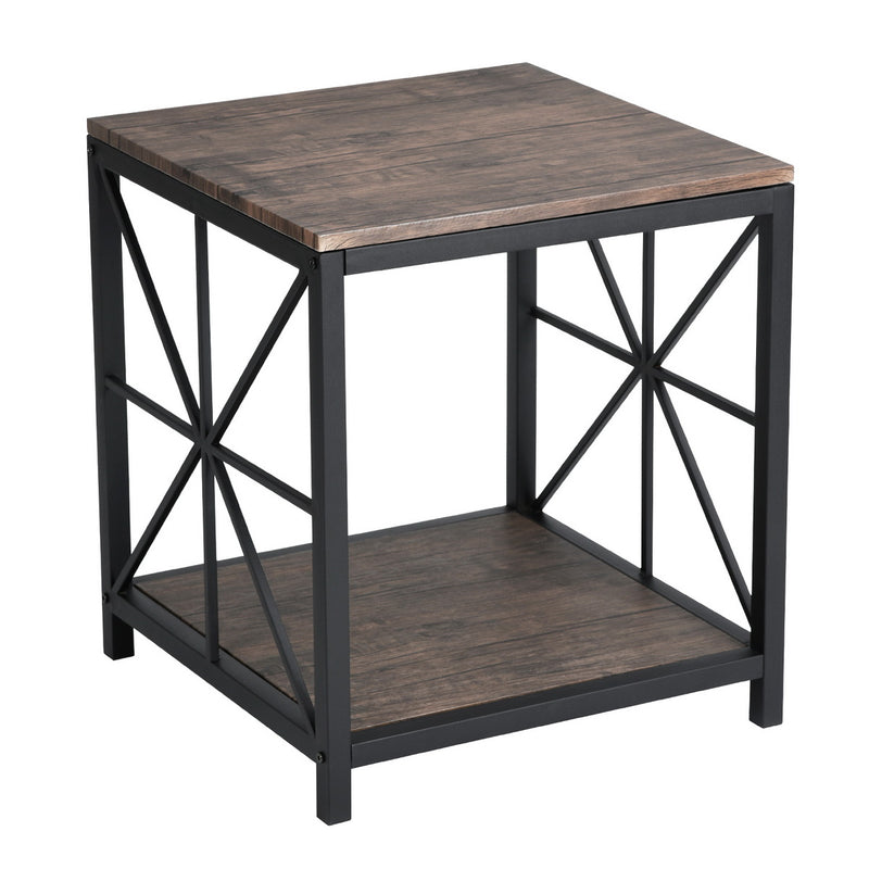 SHAPE - Side table in metal and wood industrial style