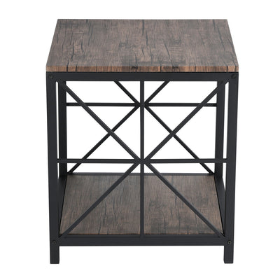 SHAPE - Side table in metal and wood industrial style