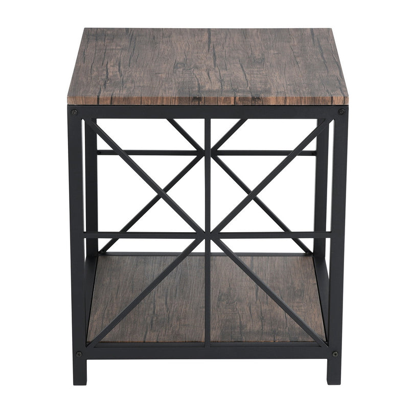 SHAPE - Side table in metal and wood industrial style