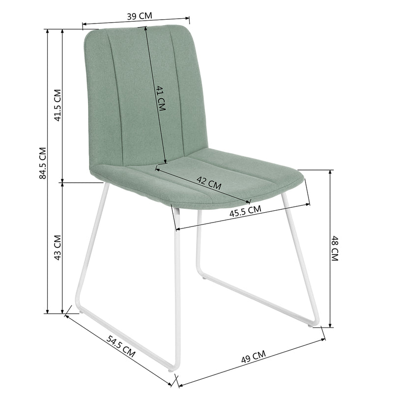 SUED GREEN - Set of 2 designer dining chairs comfortable green