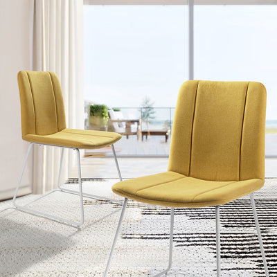 SUED YELLOW - Set of 2 designer dining chairs comfortable yellow