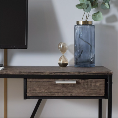 AYLER -  Retro industrial desk walnut wood