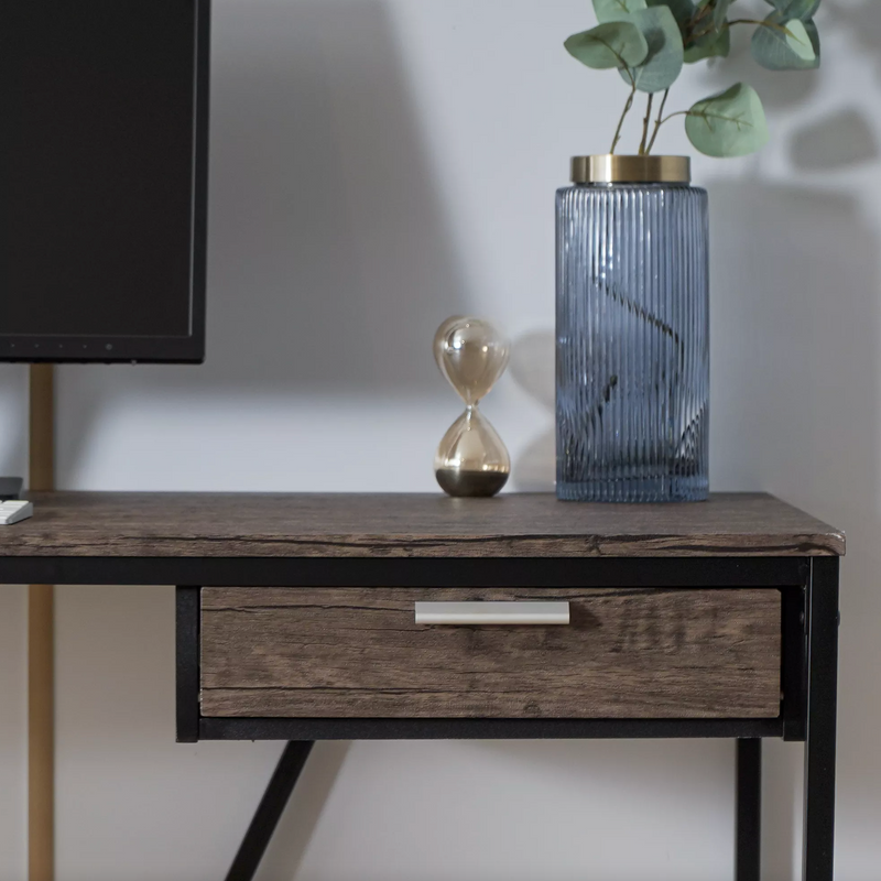 AYLER -  Retro industrial desk walnut wood