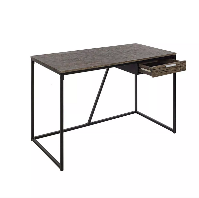 AYLER -  Retro industrial desk walnut wood