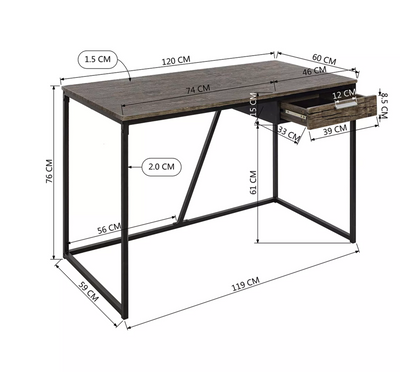 AYLER -  Retro industrial desk walnut wood