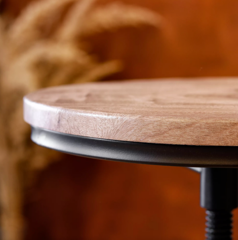 ANACLETUS - Industrial bar stool - Natural and black - Set of 2