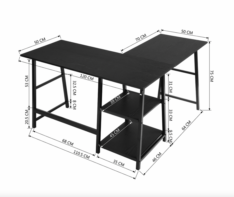 DROGBA - Corner desk with shelves